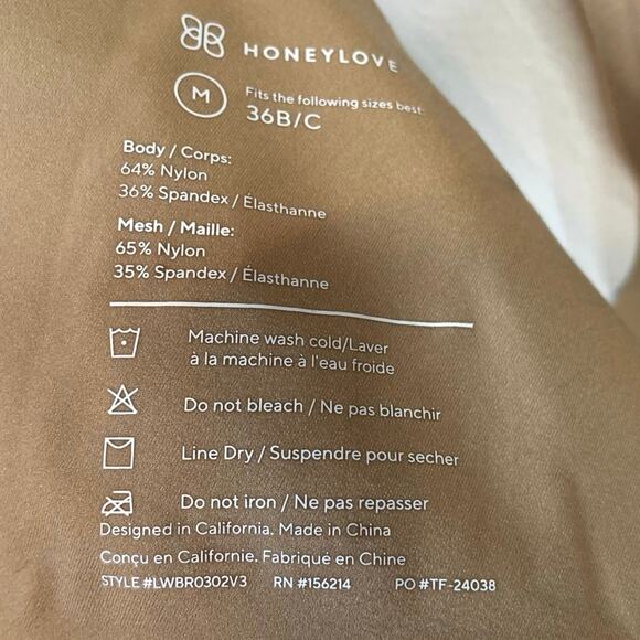 Honeylove Crossover Wireless Back Hook Lightly Padded Bra 36 B C 36B/C Sand Nude - Picture 15 of 16